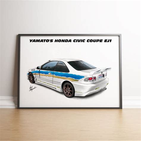 DANNY S HONDA CIVIC EJ1 Coupé Póster artístico del coche Etsy España