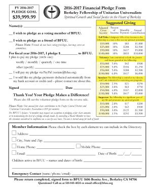 Fillable Online Bfuu Pledge Form Berkeley Fellowship Of