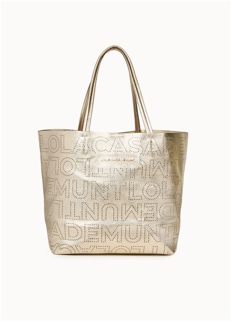 Bolso Dorado Shopper Edici N Limitada Lola Casademunt