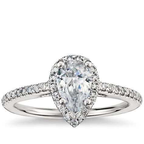 Pear Shaped Halo Diamond Engagement Ring in Platinum | Blue Nile