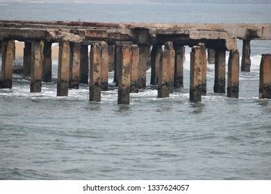 Broken Bridge Broken Pillars Seashore Stock Photo Shutterstock