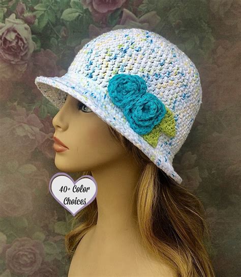 Womens Cotton Sun Hat With Flowers Brimmed Summer Chemo Hat Etsy