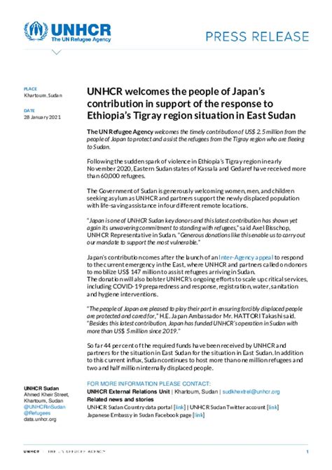 Document Unhcr Welcomes The People Of Japans Contribution In Support