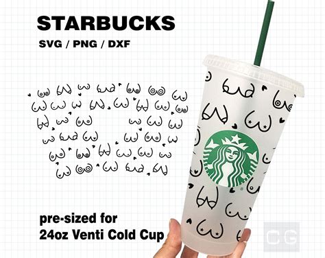 Funny Breast Boob Svg For Starbucks Cup Wrap Design Starbucks Etsy Uk