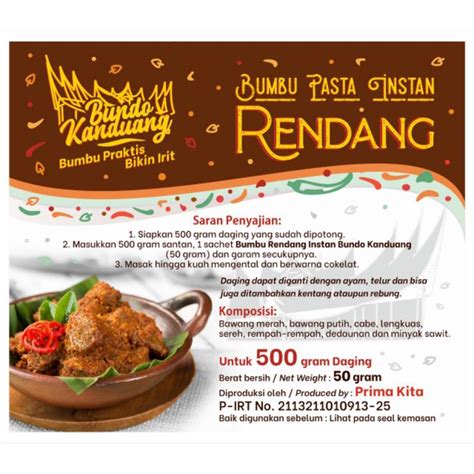 Jual Bumbu Rendang Bundo Kanduang Shopee Indonesia