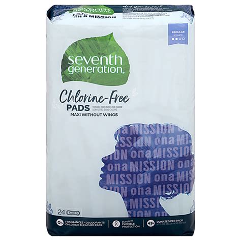 Seventh Generation Pads Chlorine Free Maxi Without Wings Regular 24