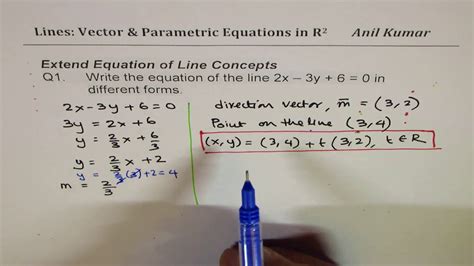 Vector And Parametric Equations Of Lines With 7 Examples Youtube