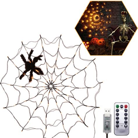 Halloween Decoration Led Spider Cobweb Lights Indoor And Outdoor