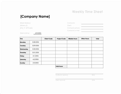 Excel Weekly Timesheet ~ Excel Templates