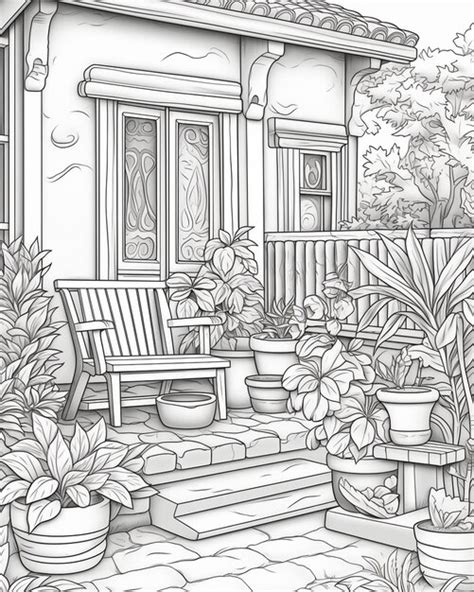 Home and Garden Coloring Pages | Premium AI-generated image