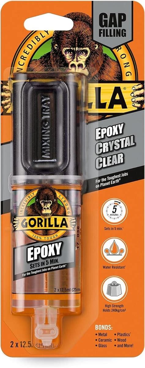 Gorilla Glue Min Part Epoxy Syringe Ml Resealable Clear Gap