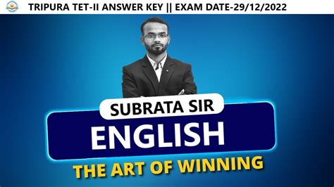 ENGLISH TRIPURA TET II ANSWER KEY EXAM DATE 29 12 2022 YouTube