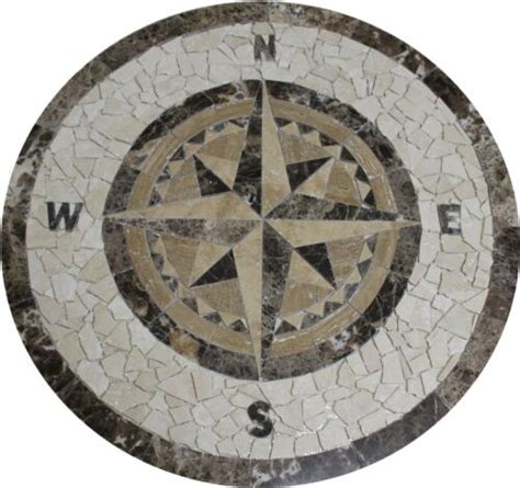 Marble Floor Medallion Mosaic Travertine 48 Compass Rose Star Ebay