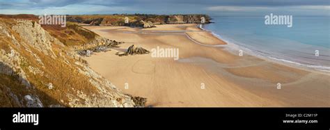 Three Cliffs Bay From Penmaen Burrows Gower Wales Stock Photo Alamy