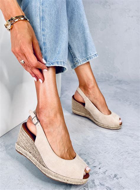 Espadryle Open Toe Na Koturnie Nevil Beige Sklep Kupbuty