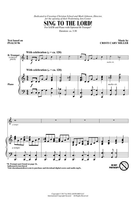 Sing To The Lord By Cristi Cary Miller Sheet Music For Satb Choir At