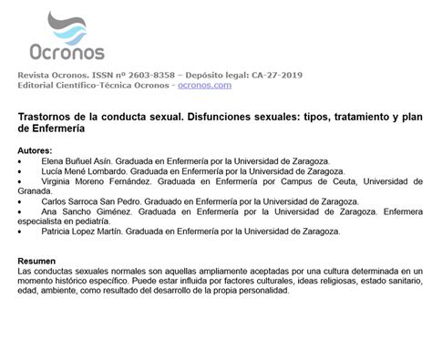 Trastornos De La Conducta Sexual Disfunciones Sexuales Tipos