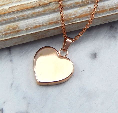 Rose Gold Heart Necklacerose Gold Heart Pendantrose Gold - Etsy