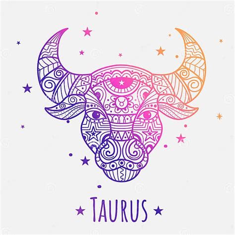 Colorful Zodiac Sign Taurus Vector Lineart Easy To Recolor Stock