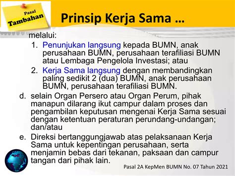 Dasar Hukum Dan Prinsip KERJA SAMA BUMN Keputusan Menteri BUMN No PER