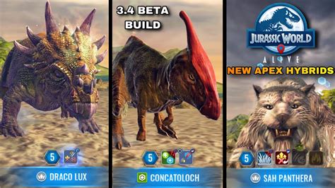 Sah Panthera And New Apex Hybrids Jurassic World Alive Update 34 Concatoloch And Draco Lux