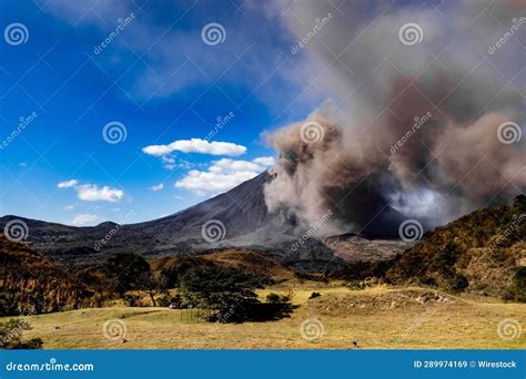 Plume of Smoke Billows from the Active and Destructive Volcano at Batangan Stock Image - Image ...