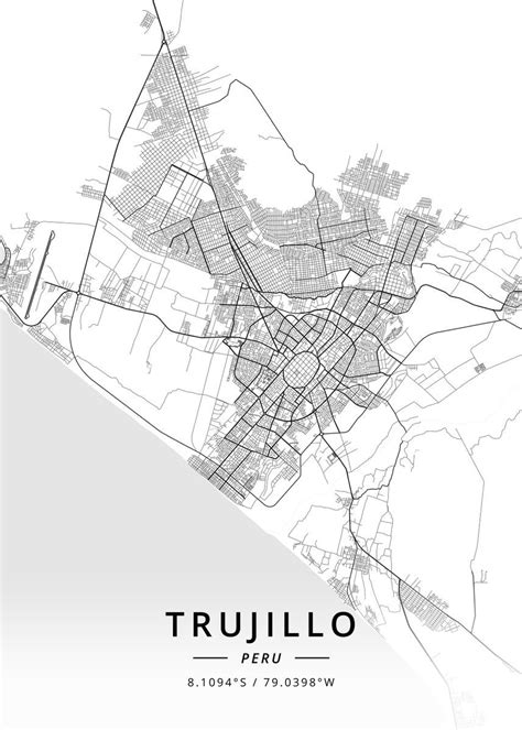 'Trujillo Peru' Poster by Designer Map Art | Displate | Map art, City map art, Map art print