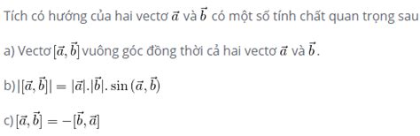 Công Thức Và Cách Tính Tích Có Hướng Của 2 Vecto Bài Tập Có đáp án