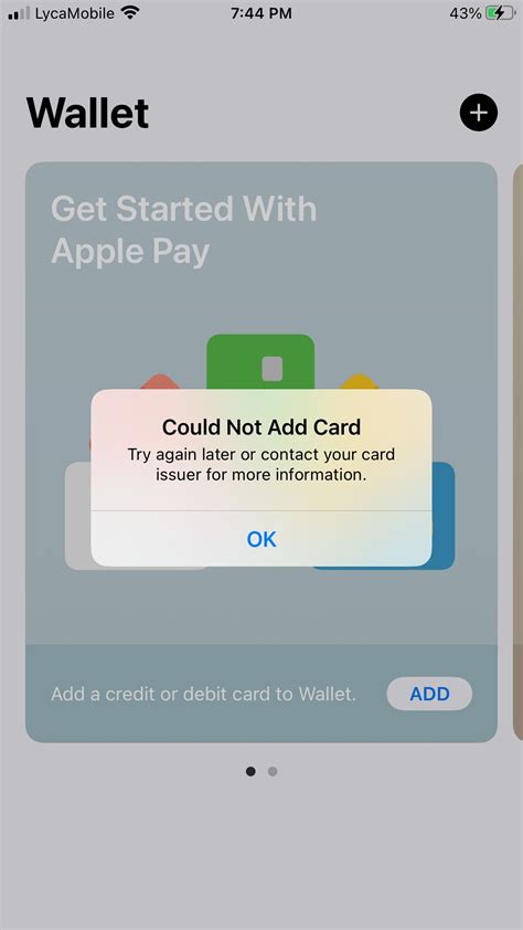 Unable To Add A Card To Wallet Apple Pay Apple Community