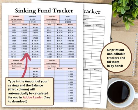 Sinking Funds Tracker Printable Sinking Fund Thermometer Etsy