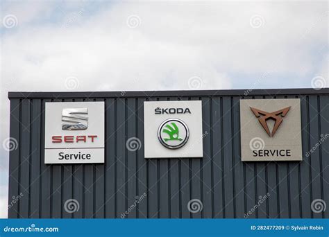 Seat Skoda And Cupra Service Car Brand Logo Text And Sign Of Garage