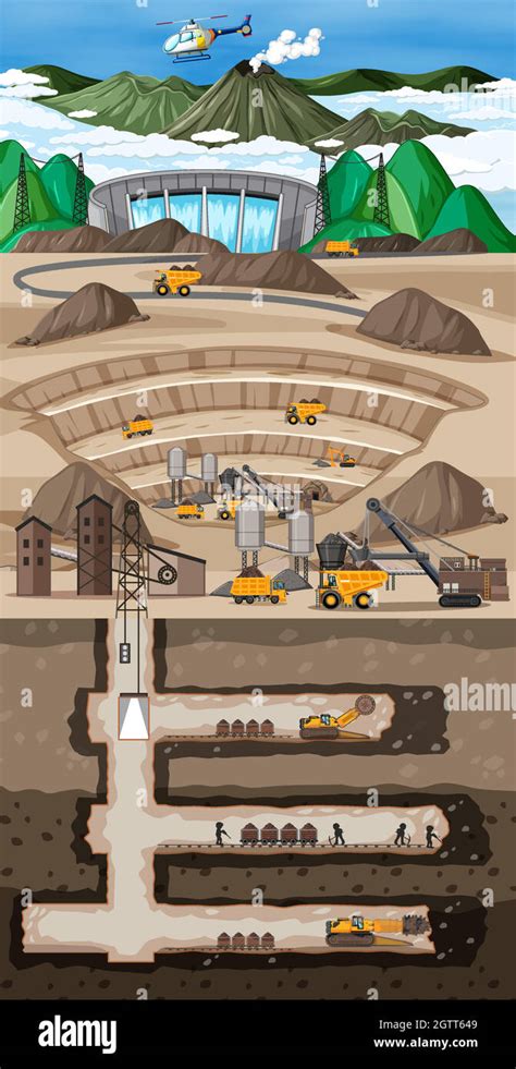 Underground Landscape Of Coal Mining Stock Vector Image Art Alamy