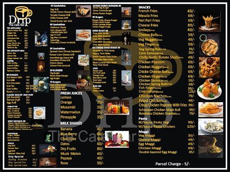 Menu At Drip The Cafe Bar Punganur
