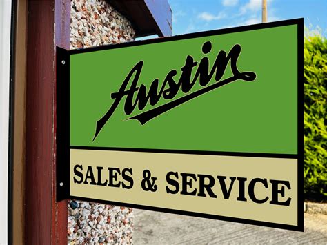 Austin Sales And Service Double Sided Metal Flange Sign Auto Junk Uk Ltd