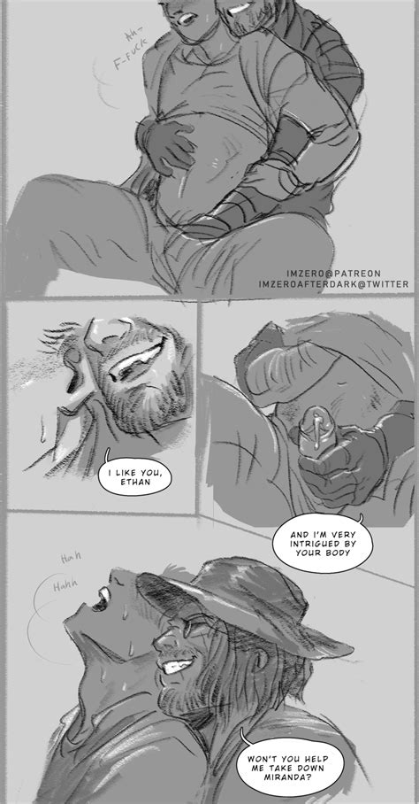 Rule 34 2boys Beard Blush Comic English Text Ethan Winters Facial Hair Facial Scar Gay Glasses