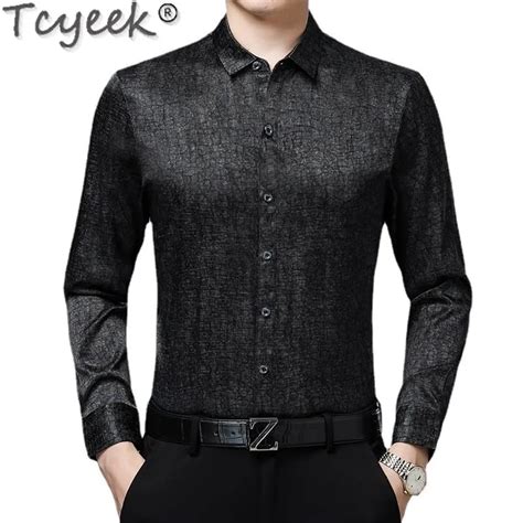 Tcyeek Spring Autumn Business Casual Shirts For Men Clothes Real