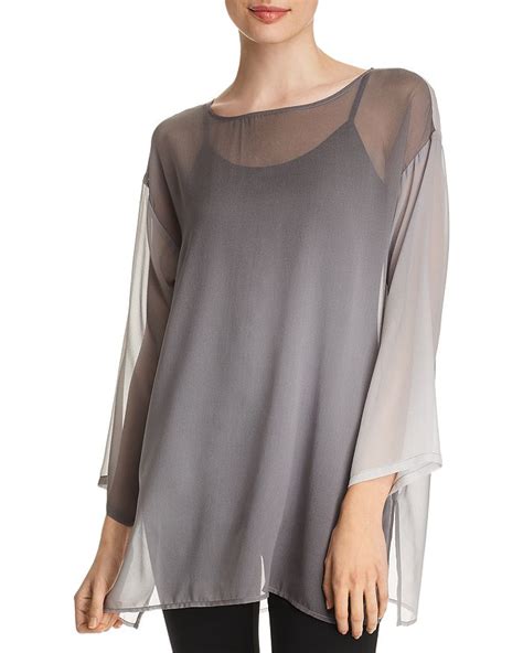 Eileen Fisher Petites Sheer Ombré Silk Tunic Bloomingdales