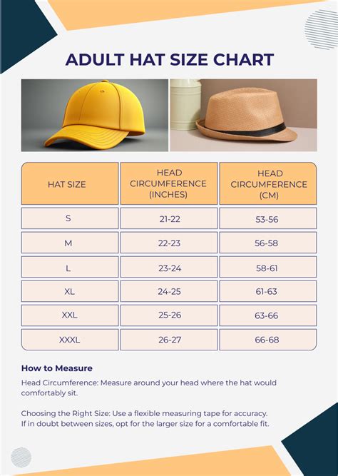 Free Adult Hat Size Chart Template Edit Online And Download