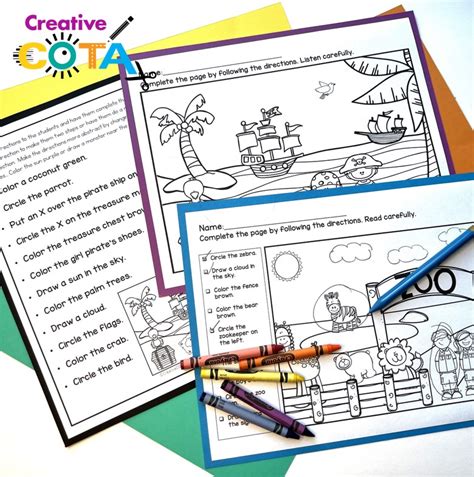 Following Directions Coloring Activity For Listening Comprehension Skills Made By Teachers