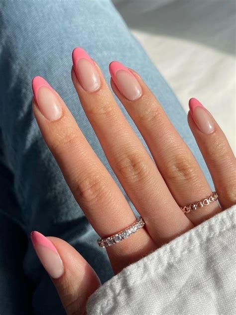 Pink French Tip Nails 45 Stylish Designs And Ideas Pink Nails Pink Tip Nails Minimalist Nails