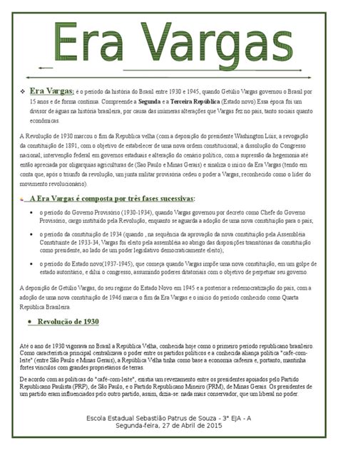 A Era Vargas Historia Trabalho | República | Brasil