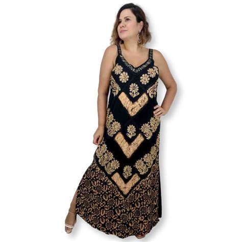 Vestido Indiano Longo Alça Bordado Batik Moda BOHO 815 é na Sarat moda