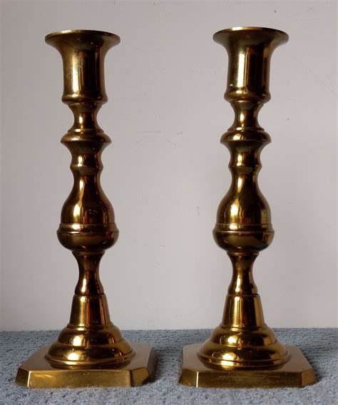 Pair of Antique ROSTAND SOLID BRASS CANDLE STICKS 8½ Tall Signed