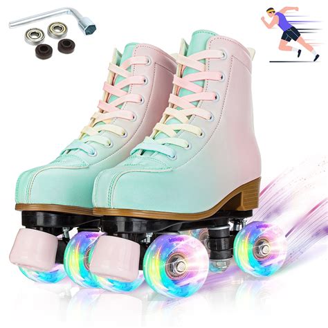 YYW Roller Skate With Light Up Wheels Girls Women Double Row Quad