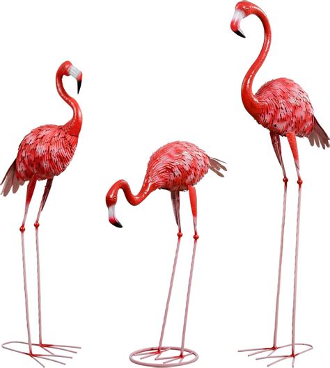 Flamingo Garden Statues And Sculptures Metal Birds Yard Art Outdoor