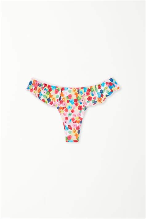 Braguita De Bikini Brasile A De Corte Alto Y Redondeado Con Flores De Acuarela Corte Brasile O