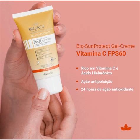 Bio Sunprotect Gel Creme Vitamina C Incolor FPS60 Biaoge 45g Shopee