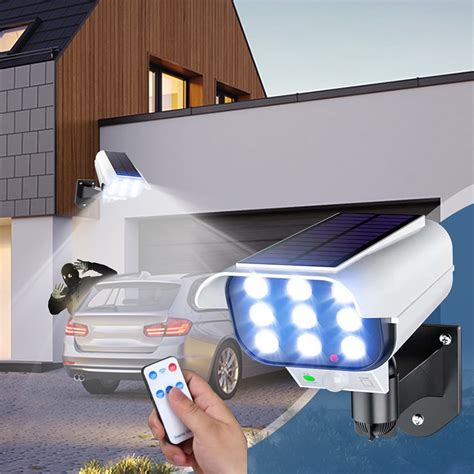 Kosheko Solar Powered Fake Security Camera Led Bright Lights Outdoor