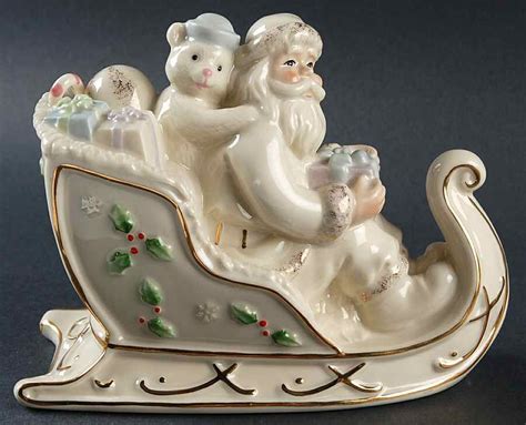 Lenox Christmas Figurine Santa With Teddy Bear On Sleigh Boxed By