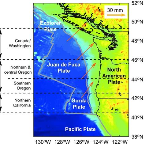 Tectonic Plates Surrounding The Cascadia Subduction Zone The Elevation